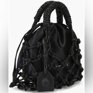Kurt Geiger Black Satin Beaded Mini Bag